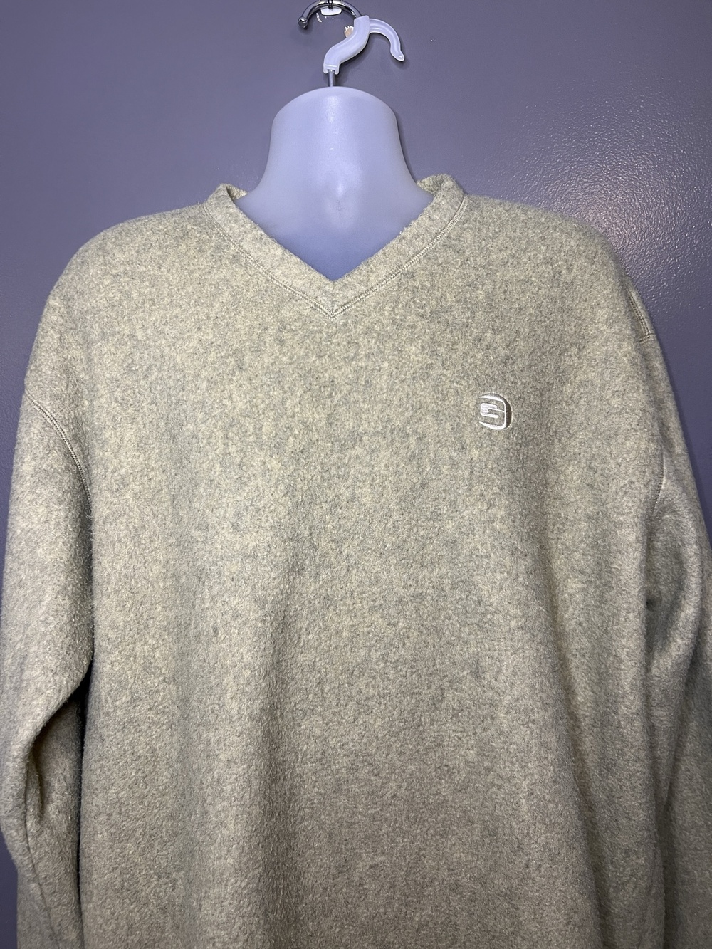 Vintage Guess Sweater Mens 2XL Beige V Neck Fleece Heavyweight Knit Pullover 90s